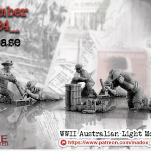 28mm World War 2- Resin Printed WWII Australian Light Mortar (3 Pack)