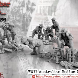28mm World War 2- Resin Printed WWII Australian medium mortar (3 Pack)