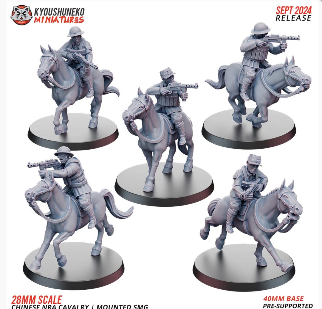 28mm Resin Printed Second World War -mounted SMG | Chinese NRA