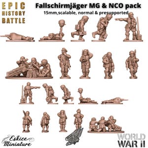 15mm WWII- Fallschirmjäger with MG and NCO pack - 15mm for EhB- 12 Models