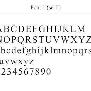 May include: A serif font alphabet with uppercase and lowercase letters, numbers 1 through 9 and 0. The font is a traditional serif font.