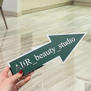 Pointer business arrow this way sign right-left Nursery name sign. Acrylic arrow sign Address arrow, Metal arrow sign
