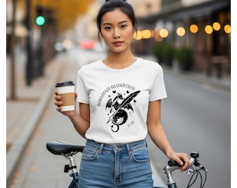 Fantasy Feather Quill Dragon T-Shirt, Romantasy Book Reader Club Shirt, Literary Design
