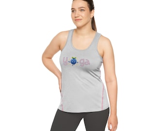 Blueberry Print Racerback Yoga Tank Top: Women's Activewear