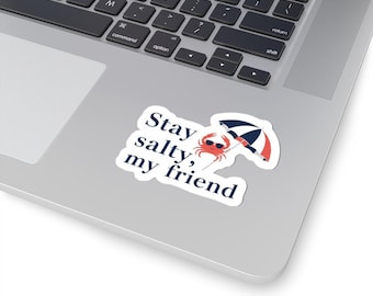 Stay Salty Crab Sticker: Fun Beach Vibes Decal