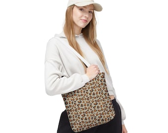 Leopard Print Tote Bag: Stylish Polyester Shopping Bag