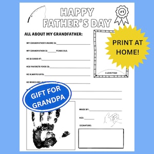 Todo sobre mi abuelo imprimible – Regalo para el Día del Padre para el abuelo de parte de los niños – Página para colorear del abuelo – Descarga instantánea – Regalo DIY para el abuelo
