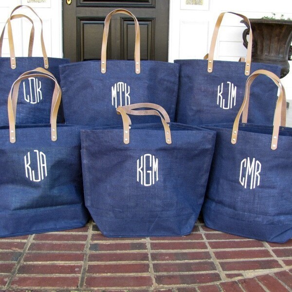 Monogrammed Jute Tote