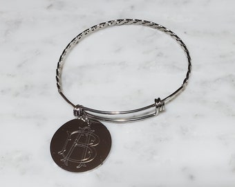 Adjustable Bracelet with large engraved disc