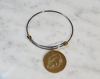 Gold and Silver Bracelet with oyster disc