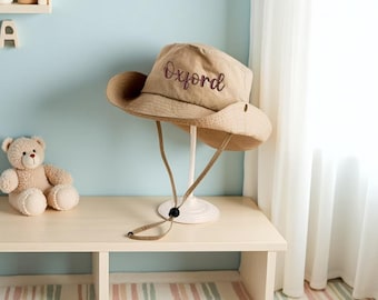 Custom Foldable Brim Cowboy Hat, Kids Reversible Fisherman Hat, Personalized Toddler Hat, Kids Monogram Hat, Baby Shower Gift, Birthday Gift