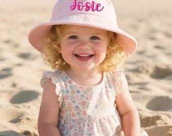Custom Toddler Sun Hat, Embroidered Kids Hat, Foldable Brim Cowboy Hat, Personalized Hat, Monogram Hat, Baby Shower Gift, Birthday Gift