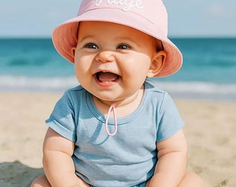 Embroidered Baby Summer Hat, Custom Toddler Sun Hat, Beach Hat, Baby Shower Gift, Birthday Gift, Monogram Baby Hat, Kids Sun Protection Hat