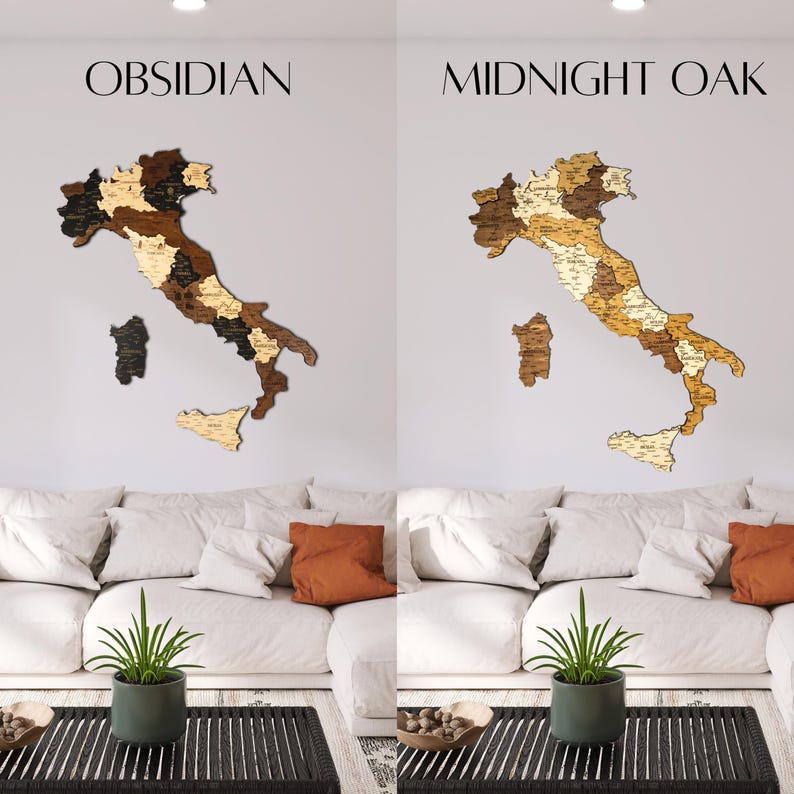 3D Italy Wooden Map Wall Art: Handcrafted Travel Decor