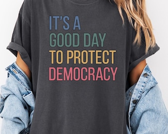 Political Shirts, Protect Democracy Shirt Tee,Womens Rights Shirt Tee,Political Shirt,Democrat Tee Women,Anti-Trump Tee,Anti Fascism Top