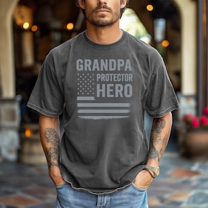 Comfort Colors® Grandpa Protector Hero Shirt – Vintage Patriotic Gift – Father’s Day Tee – Veteran Grandpa Shirt