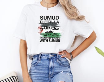 Sumud Flotilja Protest T-shirt – Solidaritet, Frihet, Aktivist Grafisk T-shirt