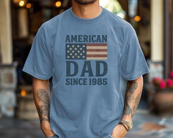 Shirt Comfort Colors® American Dad Since 1985 – 4 juli Retro T-shirt – Vintage vaderdagcadeau VS vlag – Vaderdagshirt patriottische vader