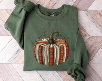 Fall Book Pumpkin Halloween Shirt, Halloween Book Lover Shirt, Fall Bookish Shirt, Pumpkin Book Shirt, Pumpkin Sweat, Fall Shirt, spooky tee