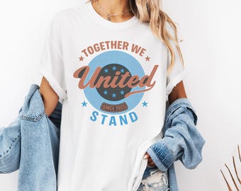 Vintage Independence Day-shirt, patriottisch grafisch T-shirt, Taylor-geïnspireerd shirt. United We Stand, cadeau voor muziekliefhebbers, vinylontwerp