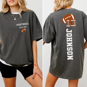 Comfort Colors® Football Mom Tee With Kids Name & Jersey Number Cute Football Season Mama, Gift For Football Lover Mom, Mothers Day Gift Mom