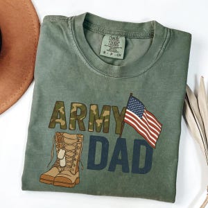 Comfort Colors® Army Dad Shirt | Military Dad Gift | Patriotic T-Shirt for Fathers | USA Flag Army Boots Tee | Father&#39;s Day Army Gift