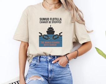 Sumud Flotilja Protest T-shirt – Solidaritetströja, Frihetsgrafiktröja, Aktivistuttalandetröja