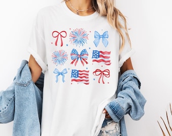 Comfort Colors® Coquette 4 juli-shirt, 4 juli-shirt, Coquette Amerikaanse vlag, patriottisch coquette-shirt, patriottisch shirt