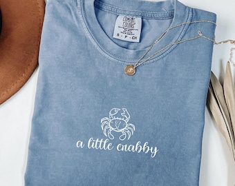 Comfort Colors® Minimalist Beach Shirt, Funny Meme Shirt, A Little Crabby, Summer Aesthetic, Oversize, Womens, Mens, Unisex T-shirt