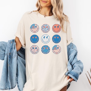 Comfort Colors® USA Shirt, 4th of July Shirt Women, Stars Stripes USA Flag Shirts, Patriotic Shirt, Red White Blue Shirts for Women