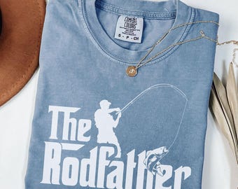 Comfort Colors® The Rodfather Fishing Shirt – Funny Dad Fisherman Tee – Prezent na Dzień Ojca – Koszulka wędkarska – Koszulka do łowienia basów