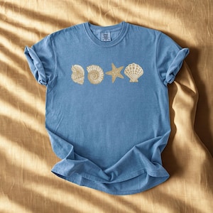 Camiseta de conchas marinas de los 90, estilo vintage de los 90, camiseta retro de conchas marinas, camiseta para amantes del mar, camisetas de verano con temática marina, camiseta con animales marinos adorables