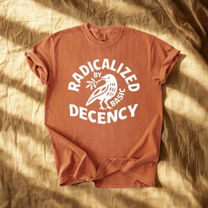 Comfort Colors® Radicalized By Basic Decencyシャツ、政治的抗議シャツ、社会正義Tシャツ、人権シャツ、フェミニストギフト