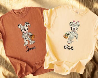 Comfort Colors® Custom Disney Halloween Family Matching Shirt, Spooky Season Shirt, Halloween Party Tee, Mickey and Minnie Shirt for Him