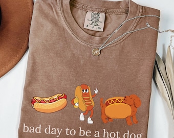 Comfort Colors® hotdogshirt, slechte dag om een hotdog te zijn, grappig retro hotdog-T-shirt, uniseks 4 juli-shirt, Memorial Day-shirt, Labor Day-T-shirt