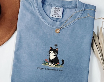 Comfort Colors® Funny Cat Meme Shirt, Rage Consumes Me, Oversize, Women, Mens, Cat Comfort Colors T-shirt