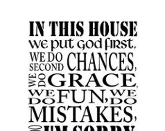 In this house we put God first vinyl wall decal