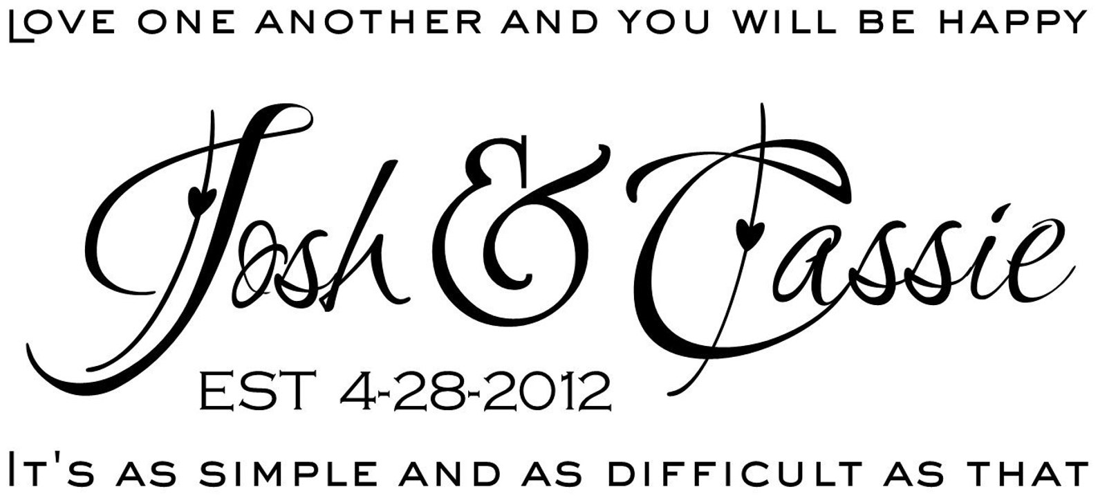 Wedding Family Names Custom Decal Etsy