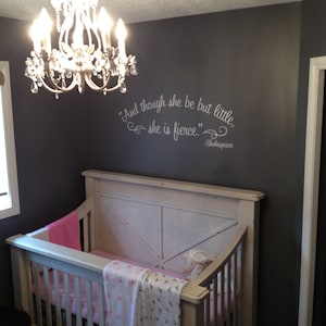 And though she be but little she is fierce Shakespeare wall decal nursery decal image 1