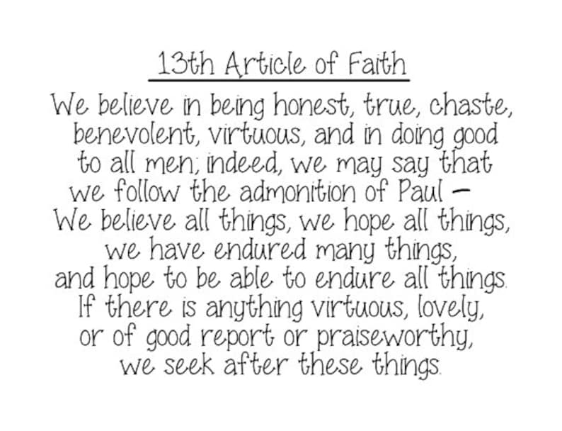 13th Article of Faith Wall Vinyl Decal We Believe in Being - Etsy