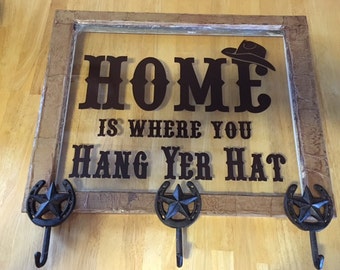 Home is where you hang yer hat vinyl wall decal