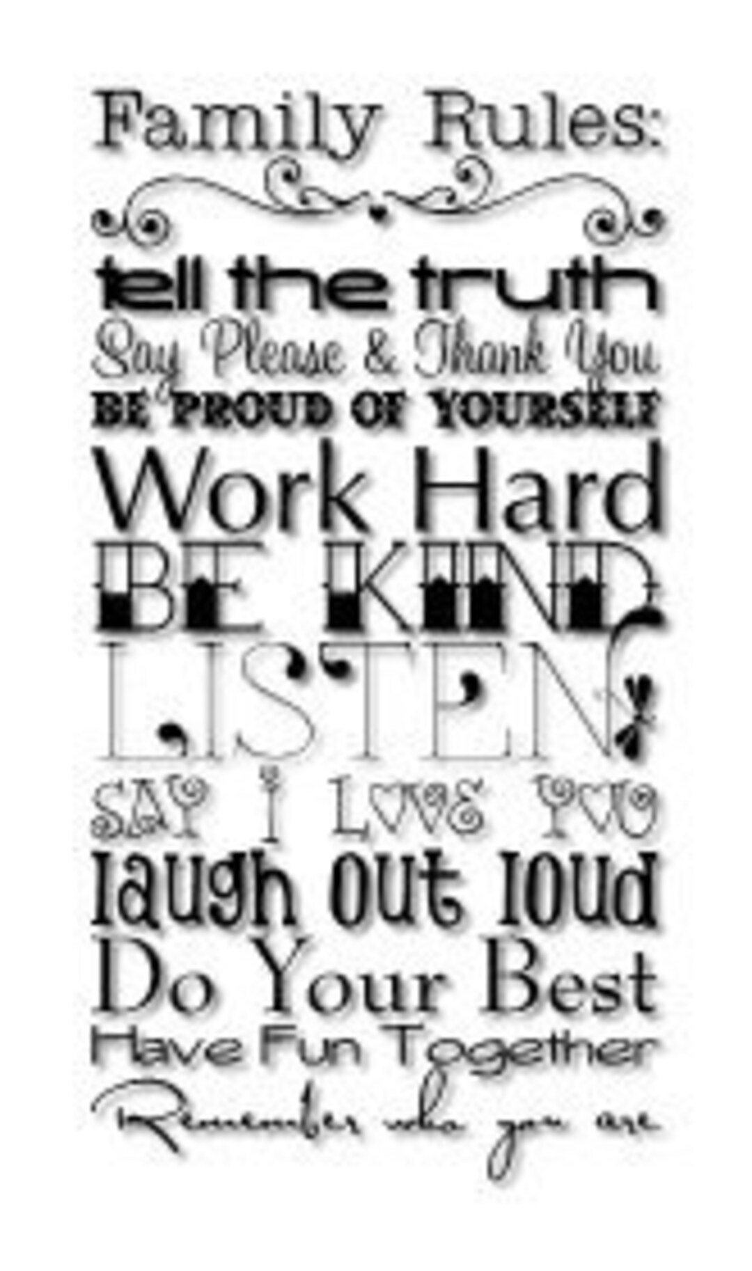 Family Rules Wall Vinyl Decal Etsy