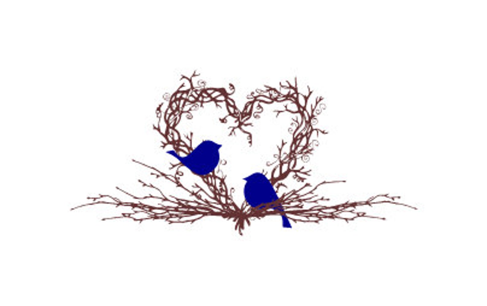 Twig Heart Wreath & Love Birds Vinyl Wall Decal - Etsy