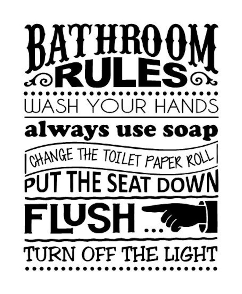 Bathroom Rules Vinyl Wall Decal Etsy