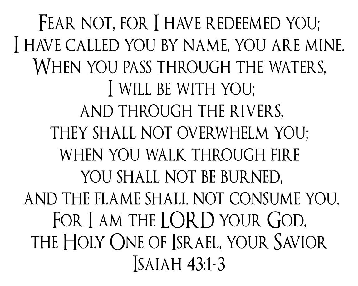 Isaiah 43 1 3 Wall Decal 23 X 18 Etsy