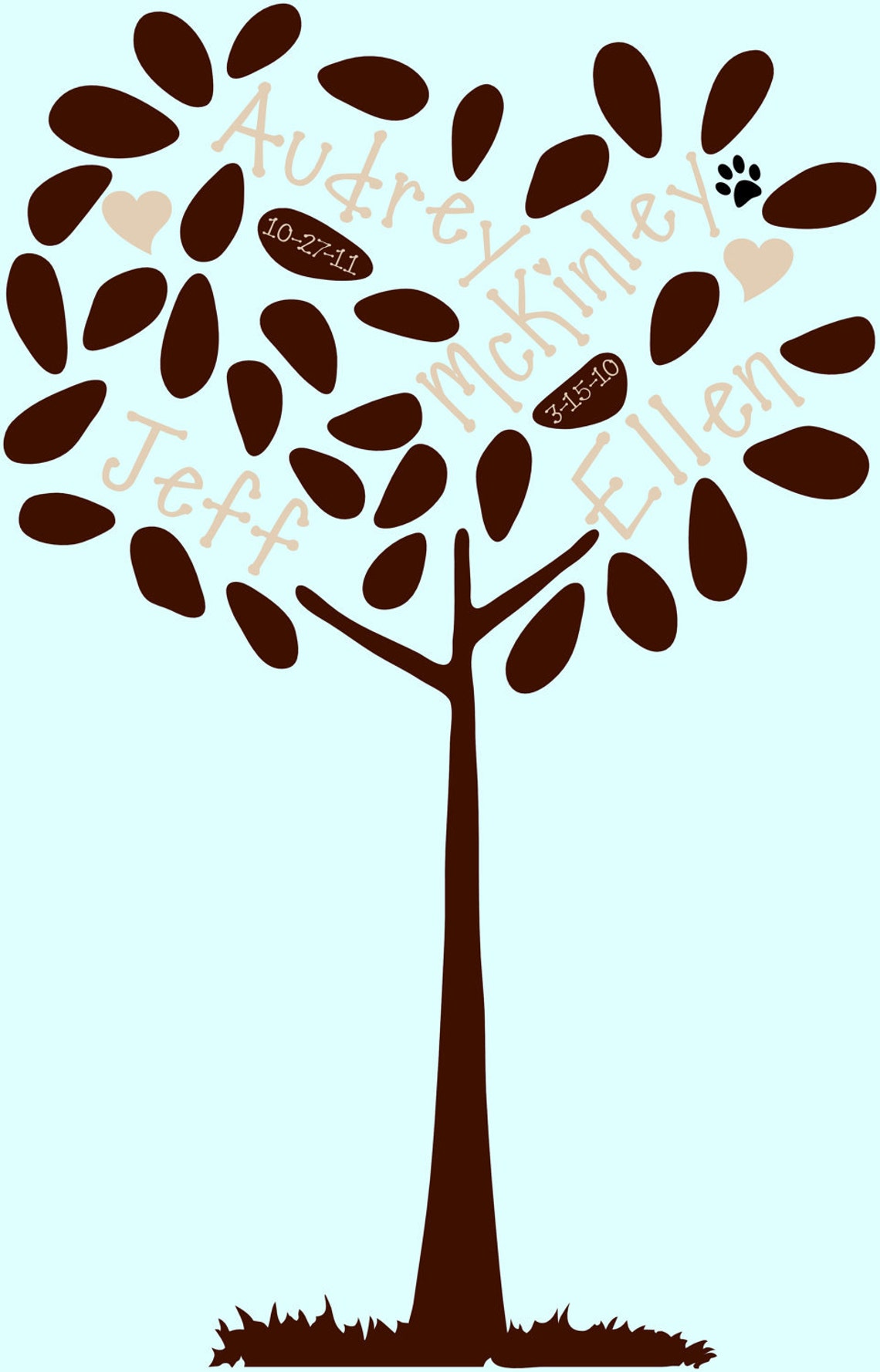 Custom Family Tree Vinyl Wall Decal Etsy