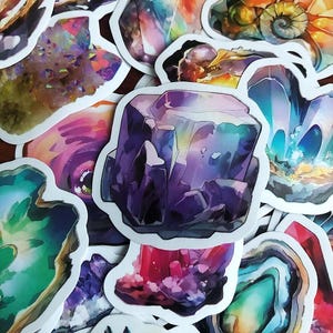 Sticker fürs Tagebuch. Edelsteine und magische Geoden