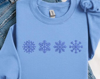 Embroidered Snowflake Sweatshirt: Minimalist Winter Shirt