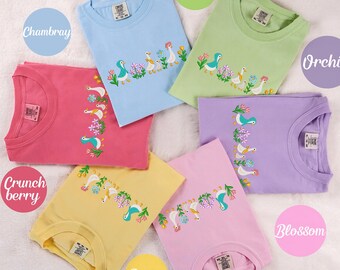 Comfort Colors Embroidered Shirt Silly Goose T-Shirt Embroidered Goose Crewneck Shirt Floral Tshirt, Summer Tshirt