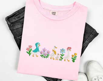 Comfort Colors Goose Shirt | Embroidered Goose T-Shirt | Cute Floral Tee | Vintage Style Summer Shirt | Funny Gift for Her